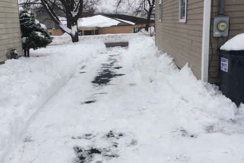 Freshly shoveled driveway