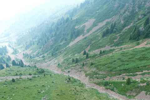 A foggy Shymbulak ski resort
